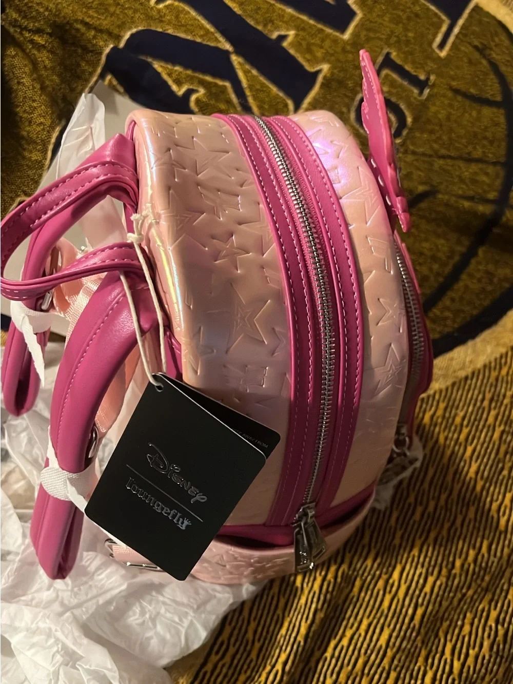 Loungefly Pink Star-Embossed Mini Backpack